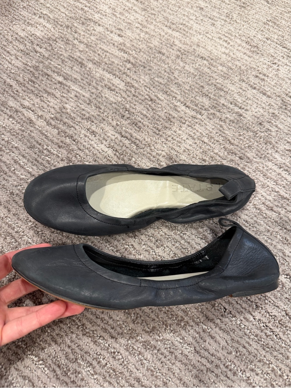 1.STATE Minimalist Black Leather Ballet Flats Slip On Shoes Size 8